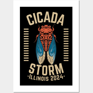 Cicada Storm Cicadas Illinois 2024 Brood XIII XIX Gift For Insect Enthusiast Posters and Art